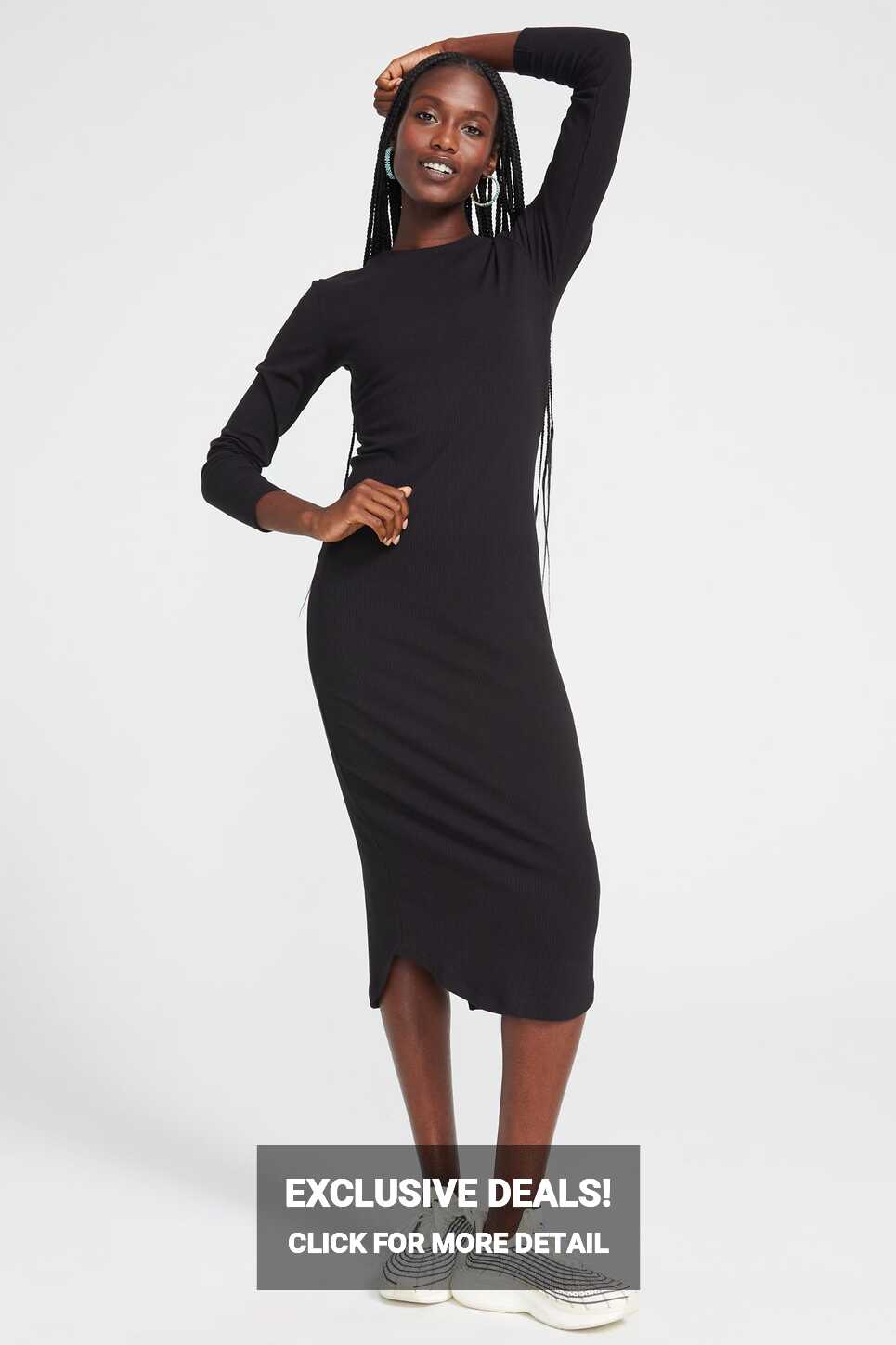 Terez Black Rib Long Sleeve Dress | Women&#39;s Dresses – Terez.com