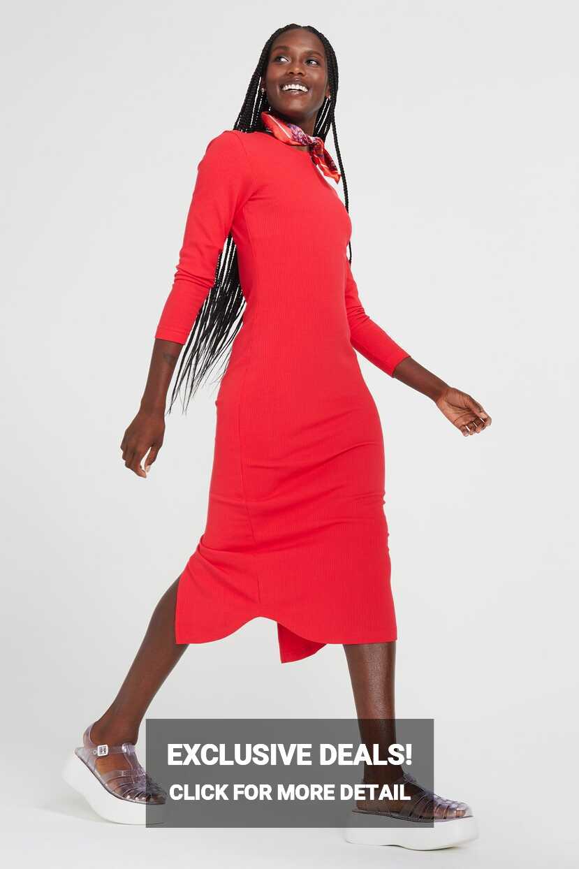 Terez Hot Red Rib Long Sleeve Dress | Women&#39;s Dresses – Terez.com