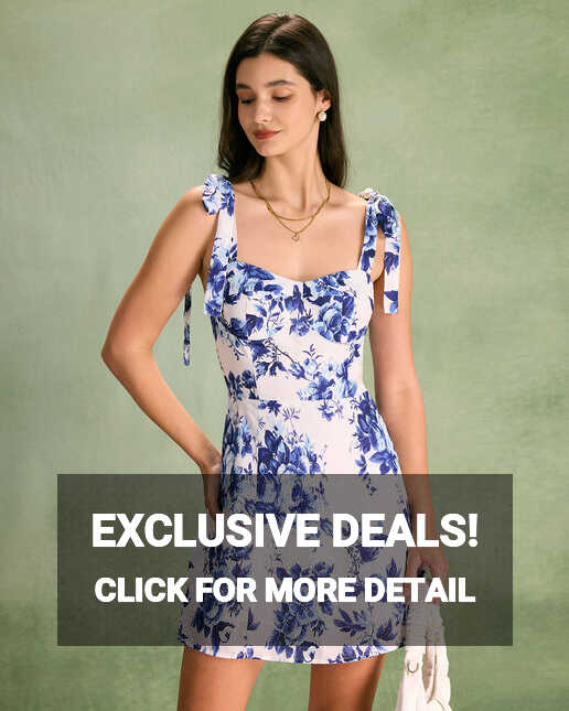 The Blue Floral Tie Strap Mini Dress &amp; Reviews - Blue - Dresses ...