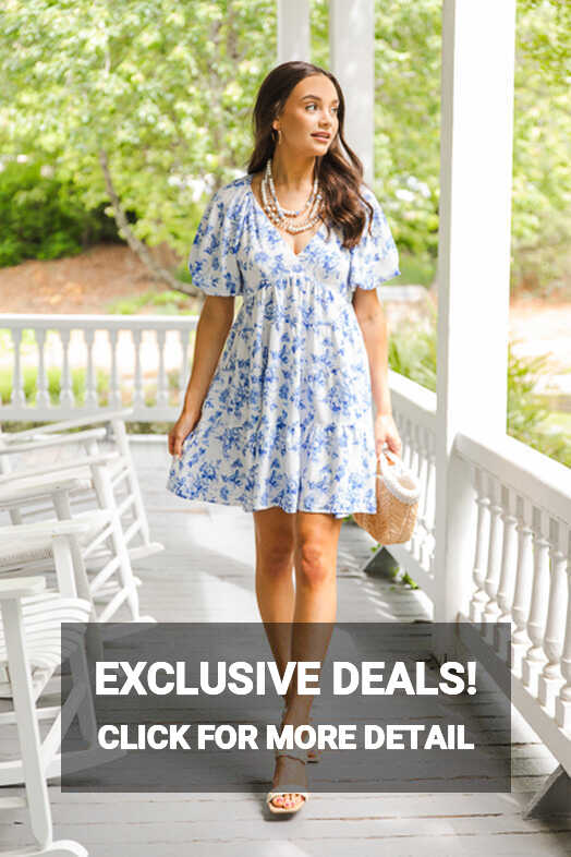 Tiered Blue Floral Dress - New Arrivals - The Blue Door Boutique