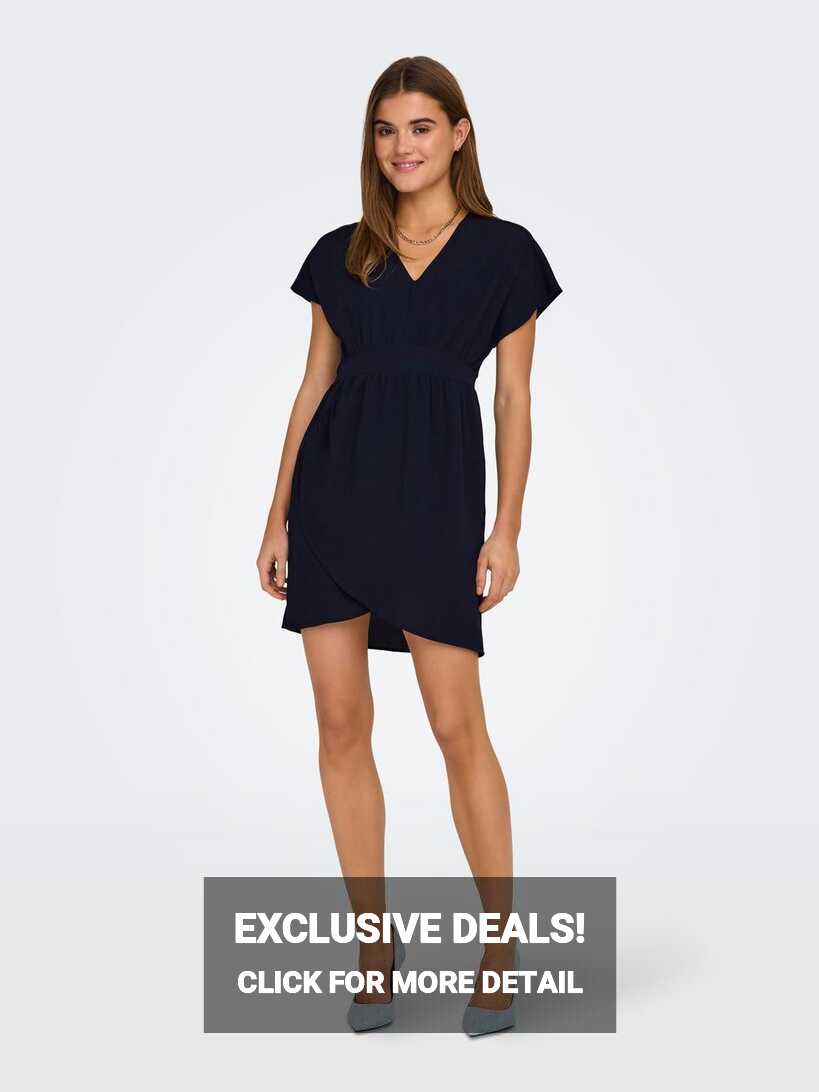 Tight Fit V-Neck Short dress | Dark Blue | ONLY®