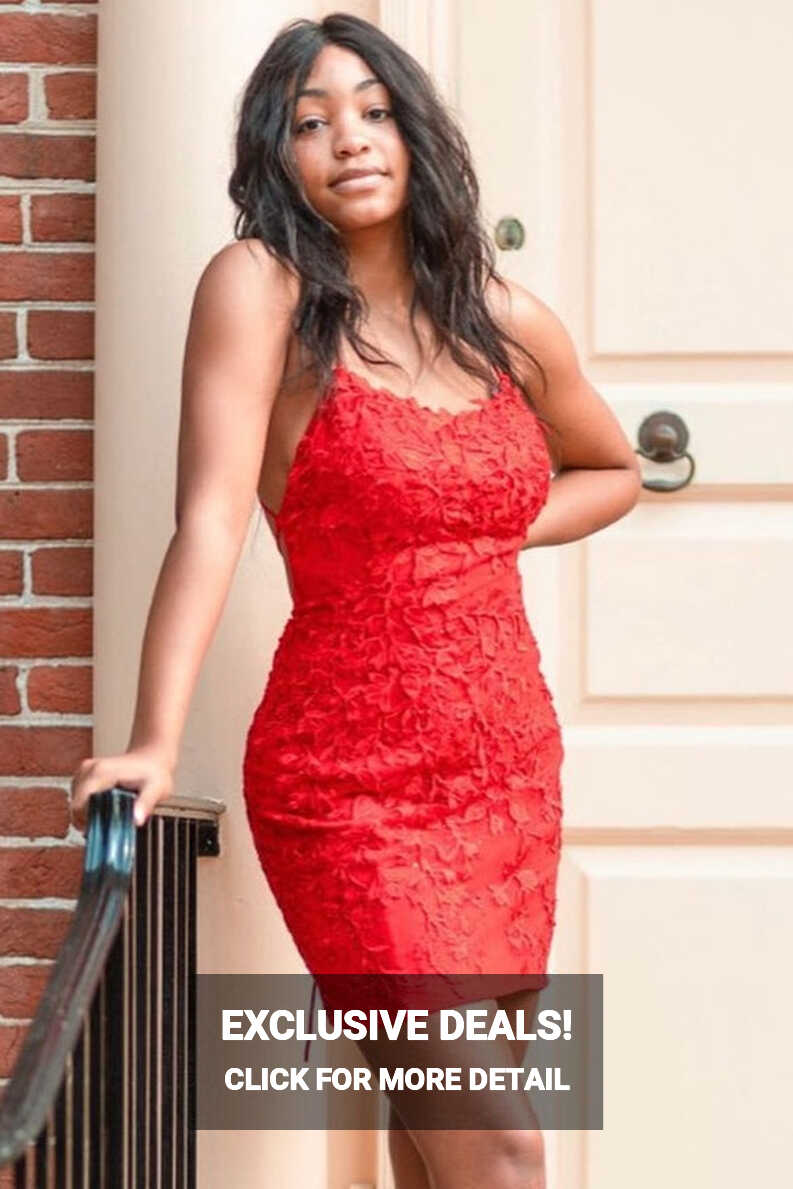 Tight Red Lace Short Homecoming Dress – FancyVestido