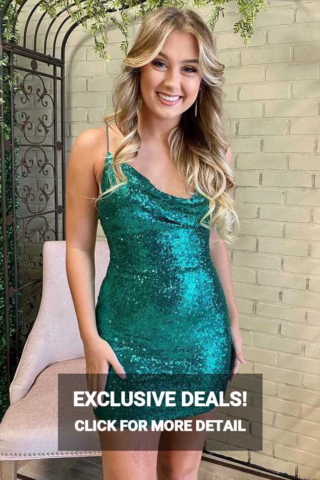 Tight Sequins Short Green Homecoming Dress Crew Neck Hoco Dress ...