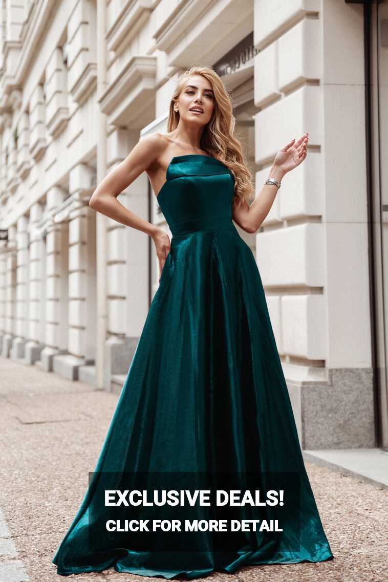 Tina Holly Couture TE720 Peacock Emerald Green Satin Asymmetrical Stra