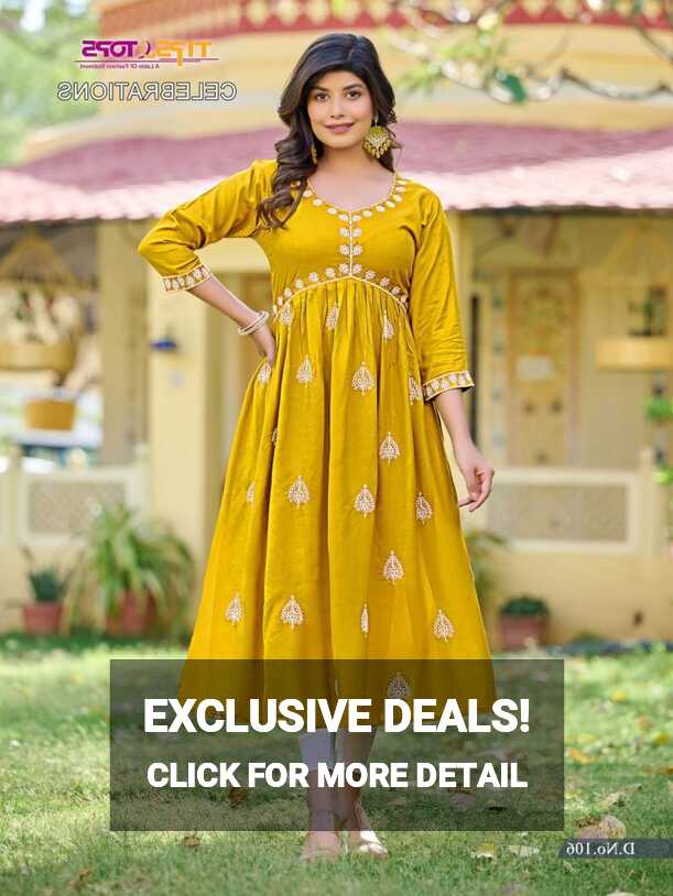 Tips And Tops Celebrations Alia Cut Rayon Long Kurti Collection ...