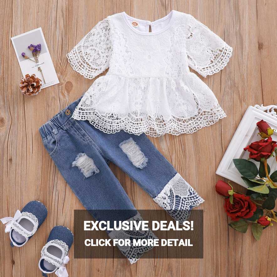 Toddler Baby Girl Clothes Baby Girl Princess Denim Clothes Lace ...