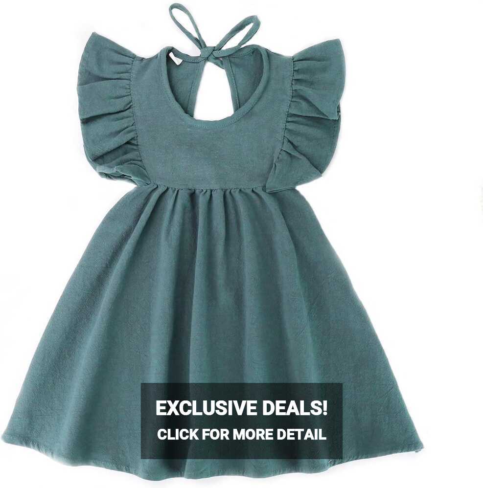 Toddler Baby Girl Dress Summer Cotton Linen Ruffle Halter ...