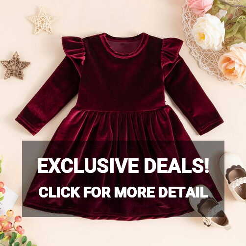 Toddler Baby Girls Velvet Dress Ruffle Long Sleeve A-line Casual ...