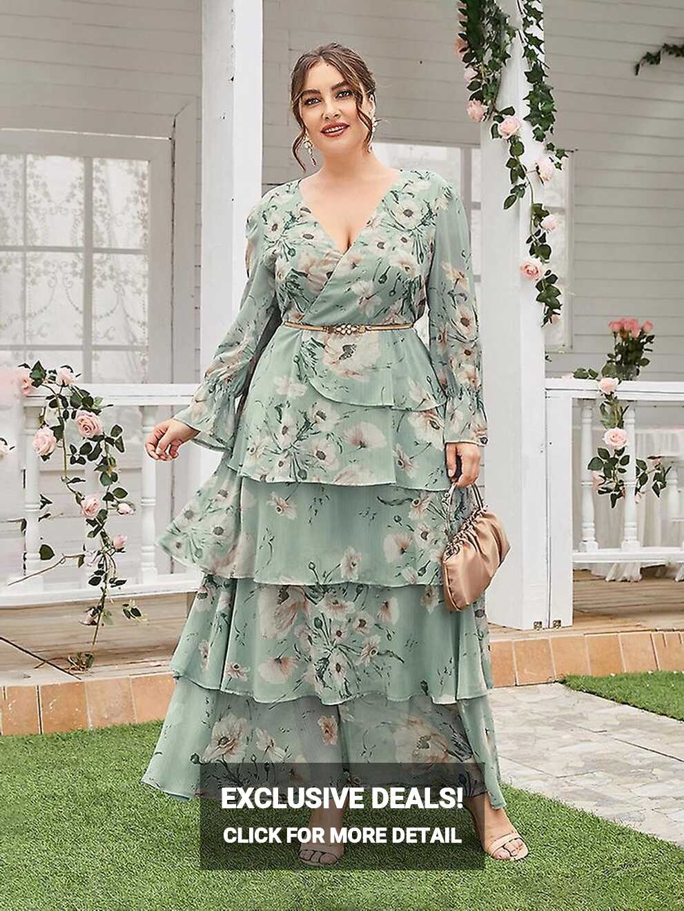 Toleen Women Large Plus Size Maxi Dresses 2022 Spring Green Casual ...