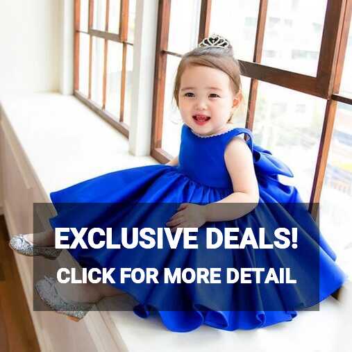 Top Quality Blue Satin Baby Ball Gown 1 Year Birthday Dress Flower ...