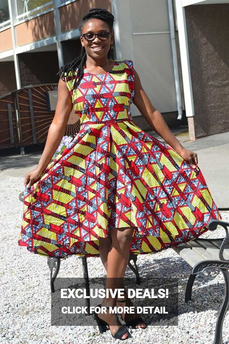 Traditional African Wax Print Midi Dress - Kipfashion