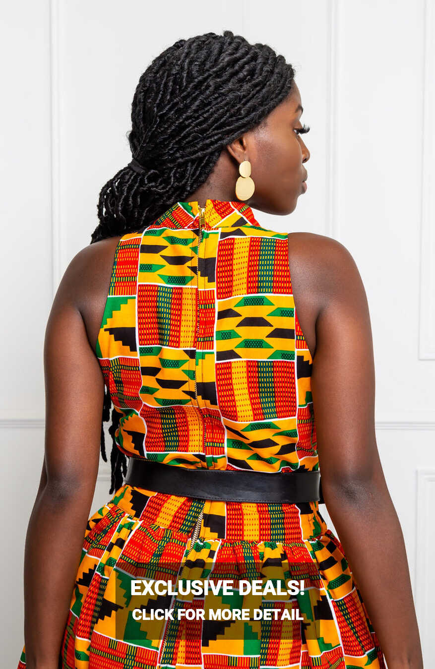 Traditional Kente Sleeveless Turtleneck Maxi Dress for Women ...