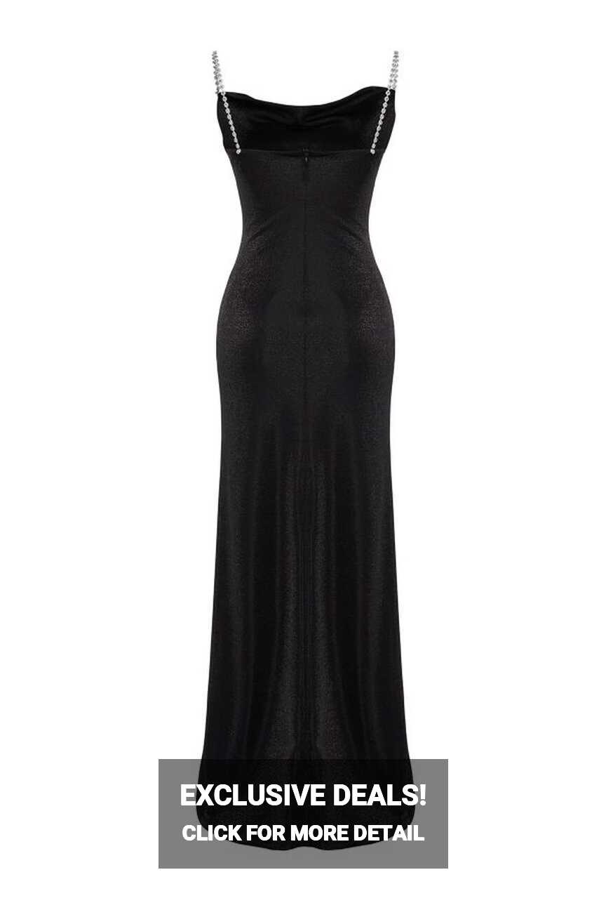 Trendyol Collection Black Lined Long Evening Dress with Knitted ...