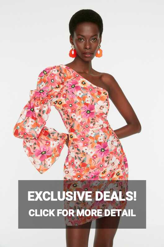 Trendyol Collection Stylish Floral Print Orange Poplin Evening ...