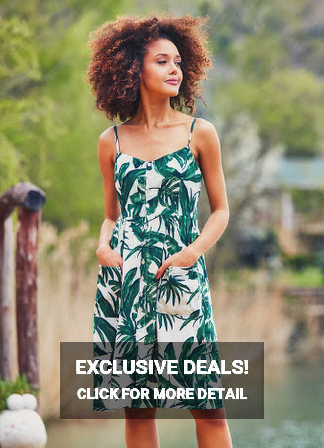 Tropical Print Spaghetti Strap Summer Dress | BohoClandestino ...