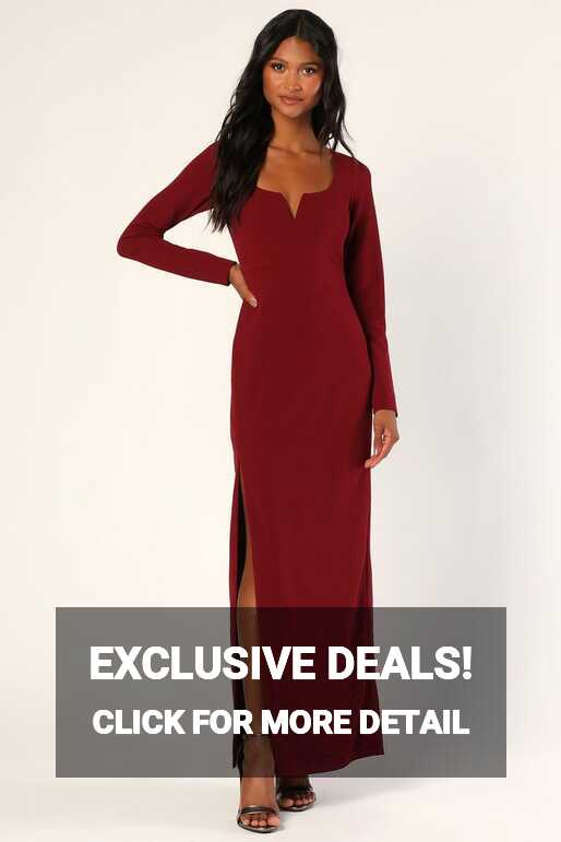 True Love Lasts Burgundy Long Sleeve Backless Maxi Dress