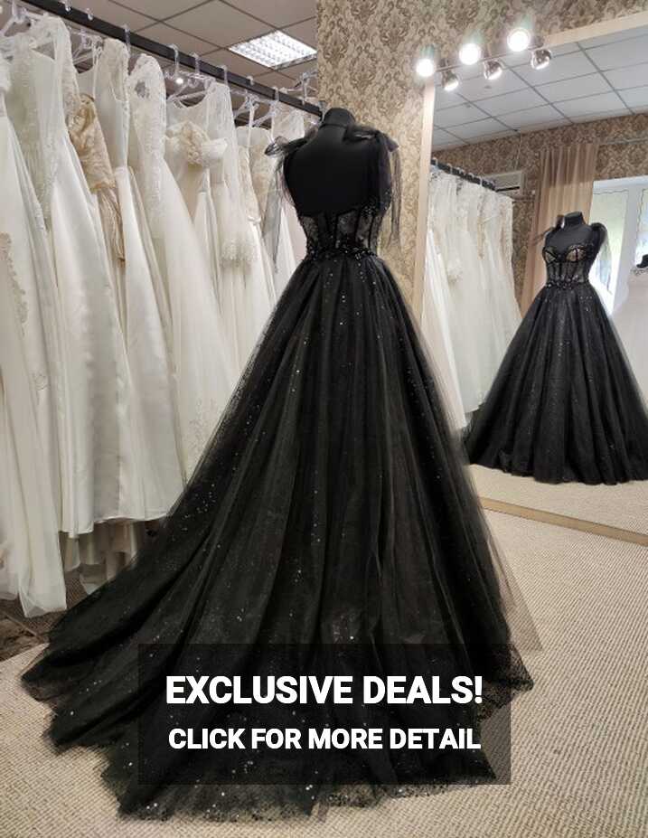 Tulle Black Party Dress, Prom Evening Dress, off Shoulder Gown ...