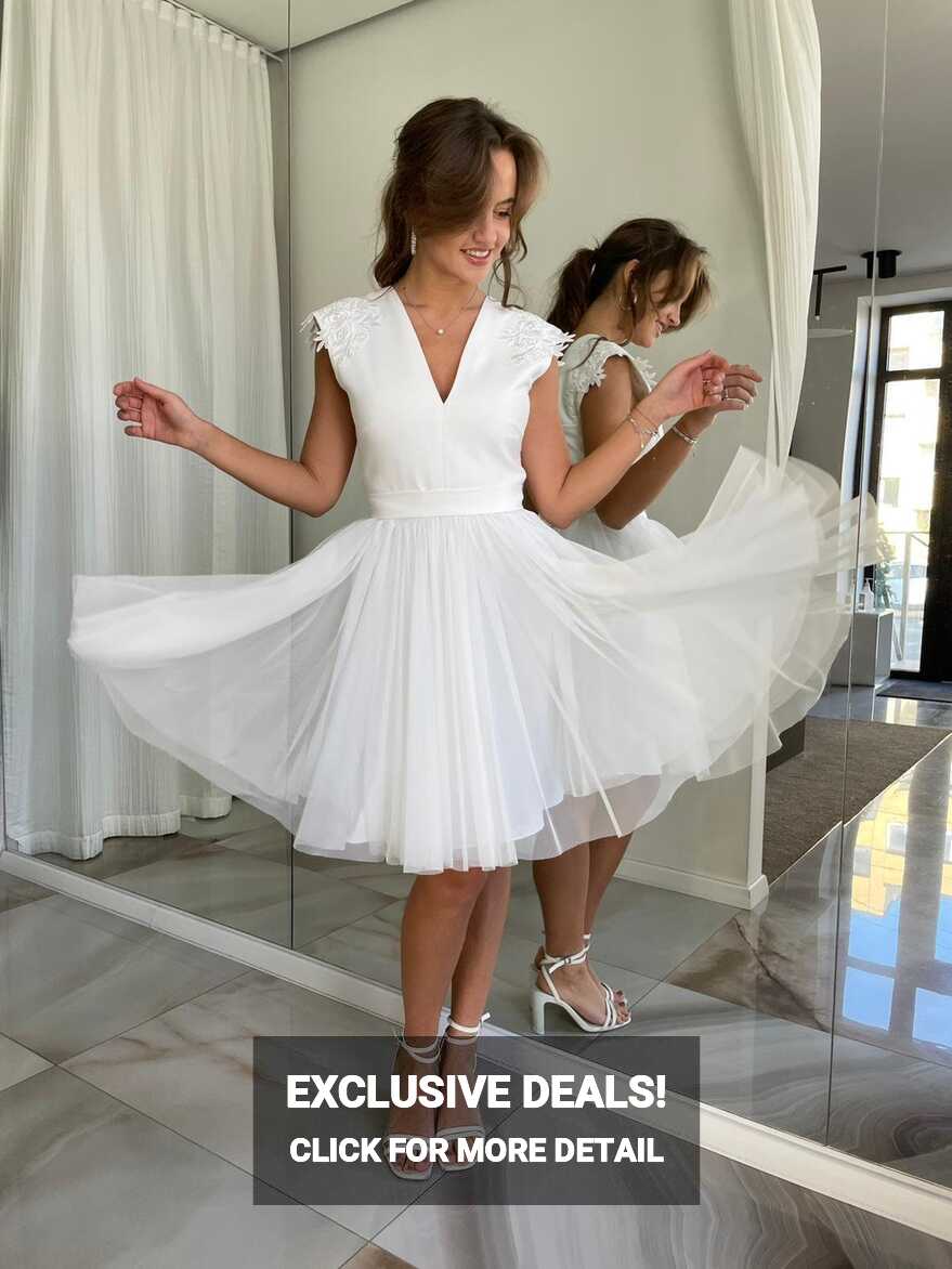 Tulle White Dress, Short Wedding Dress, White Cocktail Tutu Dress ...