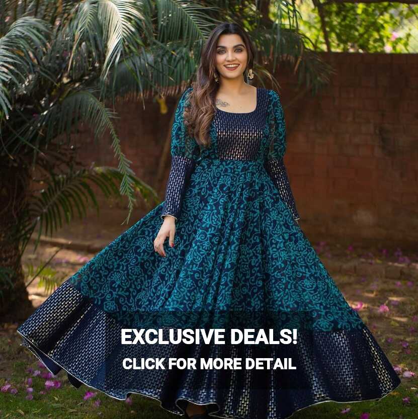 Turcoish blue ready to wear gown for wedding function buy online ...