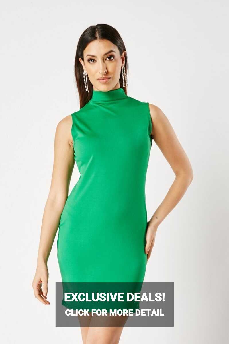 Turtle Neck Sleeveless Mini Dress Womens Ladies Formal Party ...