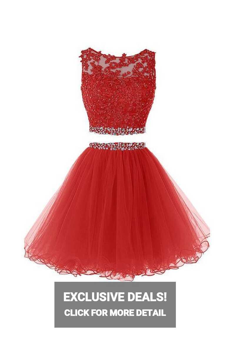 Two Piece Homecoming Dresses,Red Two Piece Homecoming Dresses by ...