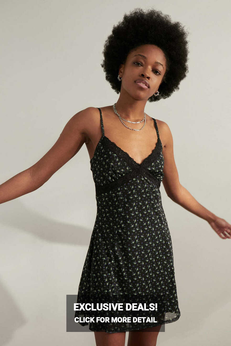 UO Black Floral Lace Mesh Mini Dress | Urban Outfitters