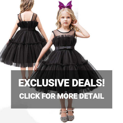 URMAGIC Toddler Little Girls Princess Black Dress for Wedding ...