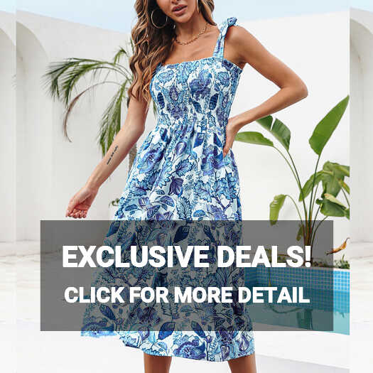 USSUMA Summer Dresses for Women 2022 Spaghetti Strap Boho Floral ...