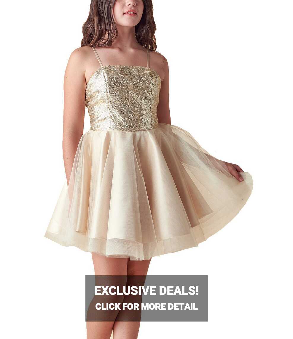 Un Deux Trois Big Girls 7-22 Sequin/Mesh Fit-And-Flare Dress ...