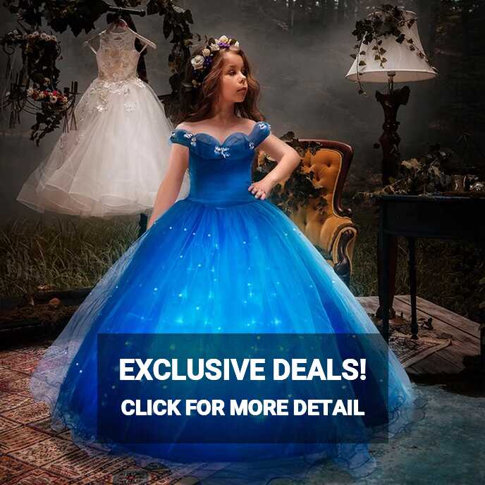 Uporpor Girls Cinderella Princess LED Light Up Dress for Christmas ...