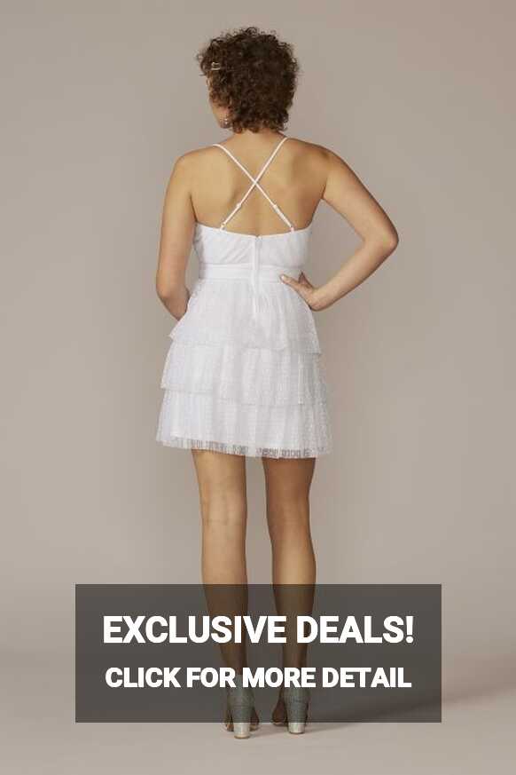 V-Neck Tiered Ruffle Mini Dress | David&#39;s Bridal