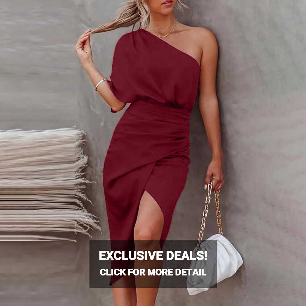 VKEKIEO Semi Formal Dresses For Women Shift One Shoulder Short ...