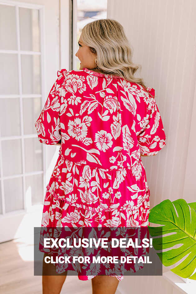 Vacay Ready Floral Mini Dress in Hot Pink Curves – Impressions ...