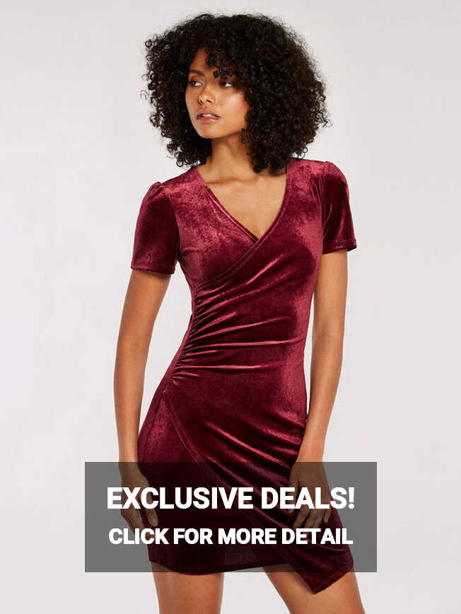 Velvet Ruched Bodycon Mini Dress | Apricot Clothing