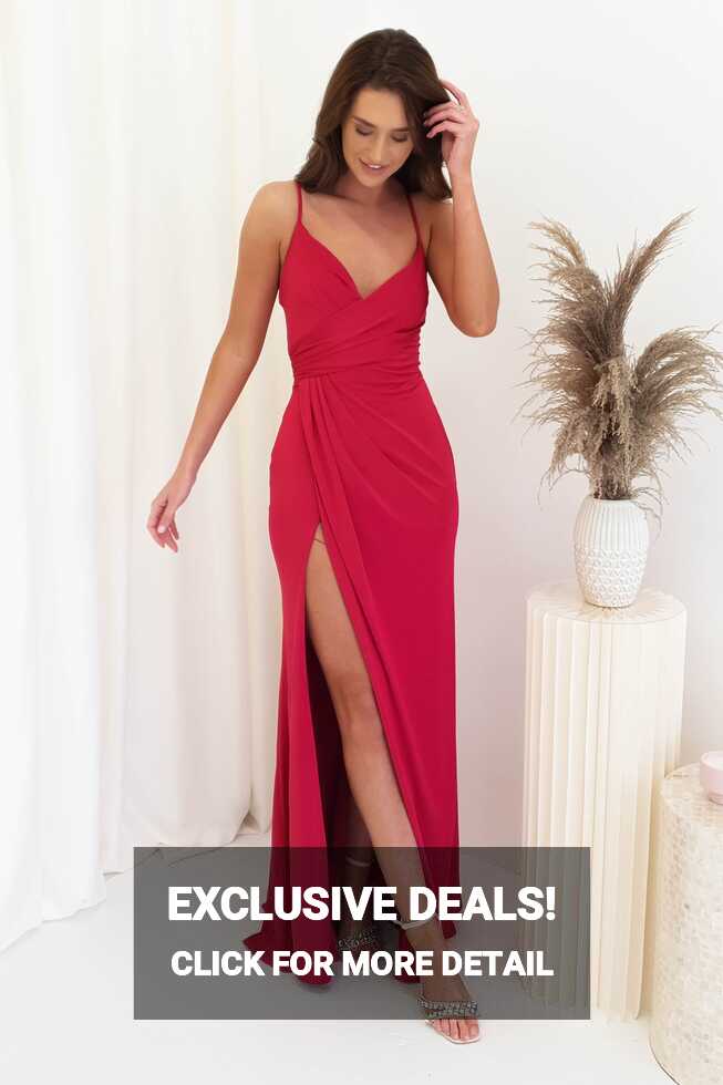 Velvie Bodycon Gown | Red | Debs and Prom Dress