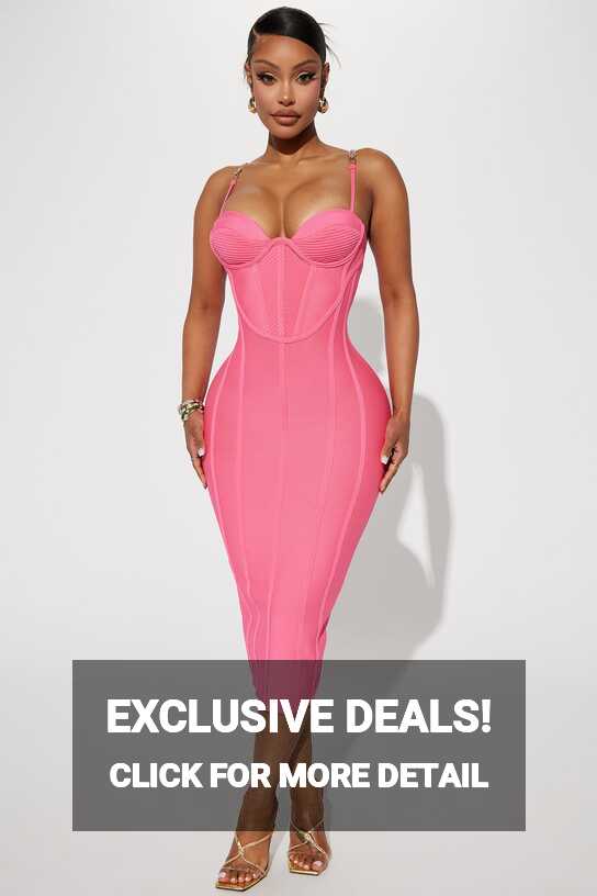 Victoria Bandage Midi Dress - Pink | Fashion Nova, Dresses ...