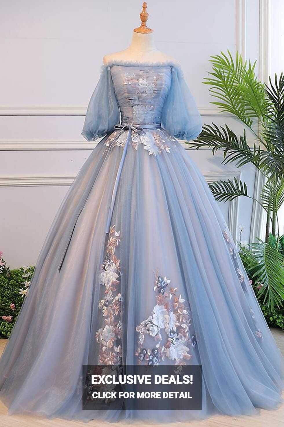 Victorian Vintage Style Long Dusty Blue Evening Dress ,pl0472 on ...