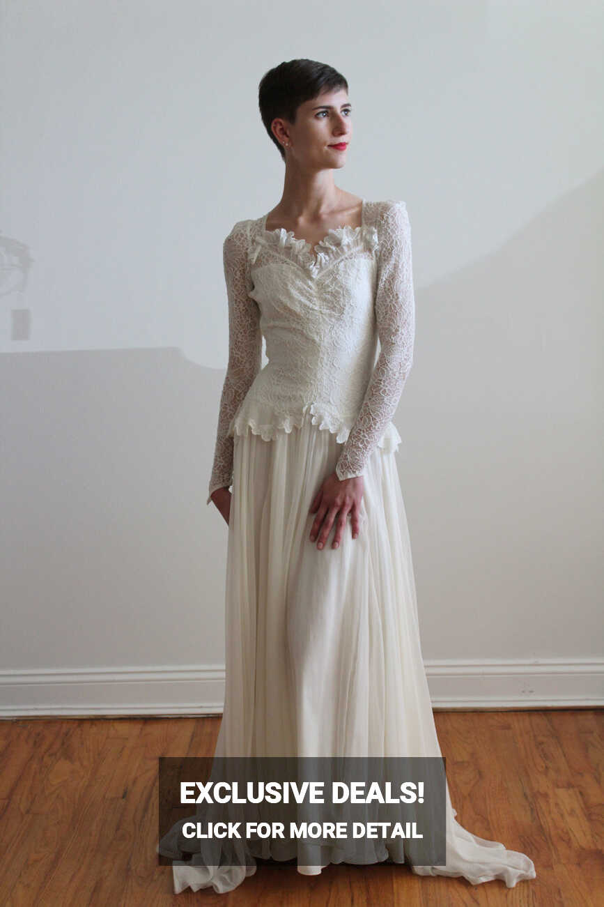 Vintage 1930s Long Sleeve Silk Wedding Dress - Pembroke ...