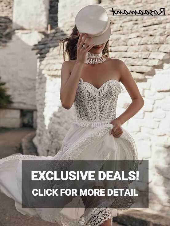 Vintage Lace Flare Sleeve Bohemian Beach Boho Wedding Dress Bridal ...