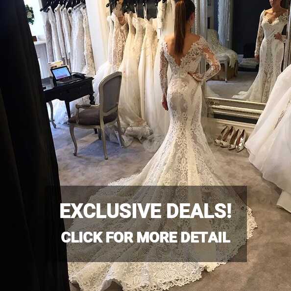 Vintage Lace Sexy Open Back Mermaid Wedding Dresses with Sleeves ...