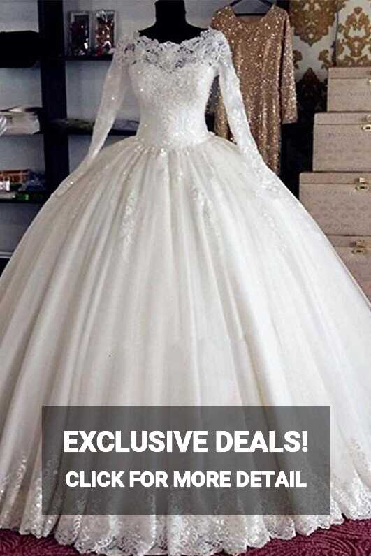 Vintage Long Sleeves Lace Ball Gown Bridal Gown Wedding Dress ...