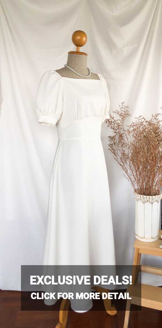 Vintage Wedding Dress WHITE MAXI DRESS Snow White Sleeve Party ...