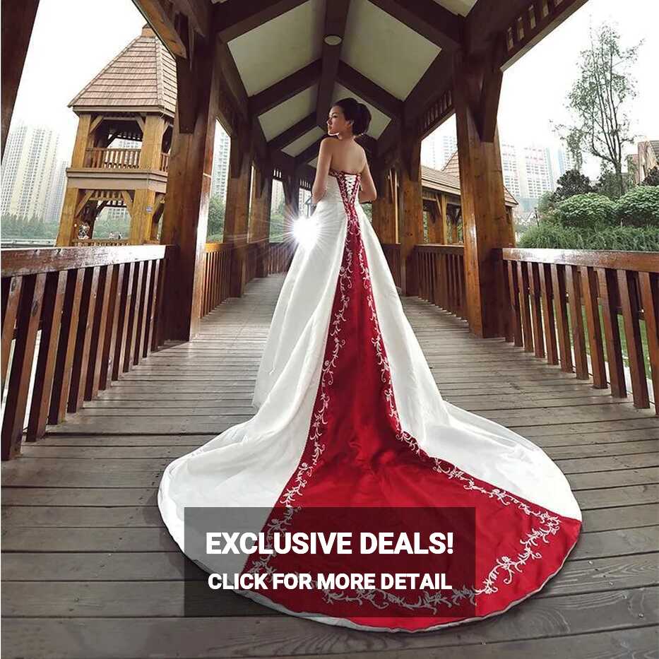 Vintage White And Red Country Wedding Dresses 2021 A Line ...