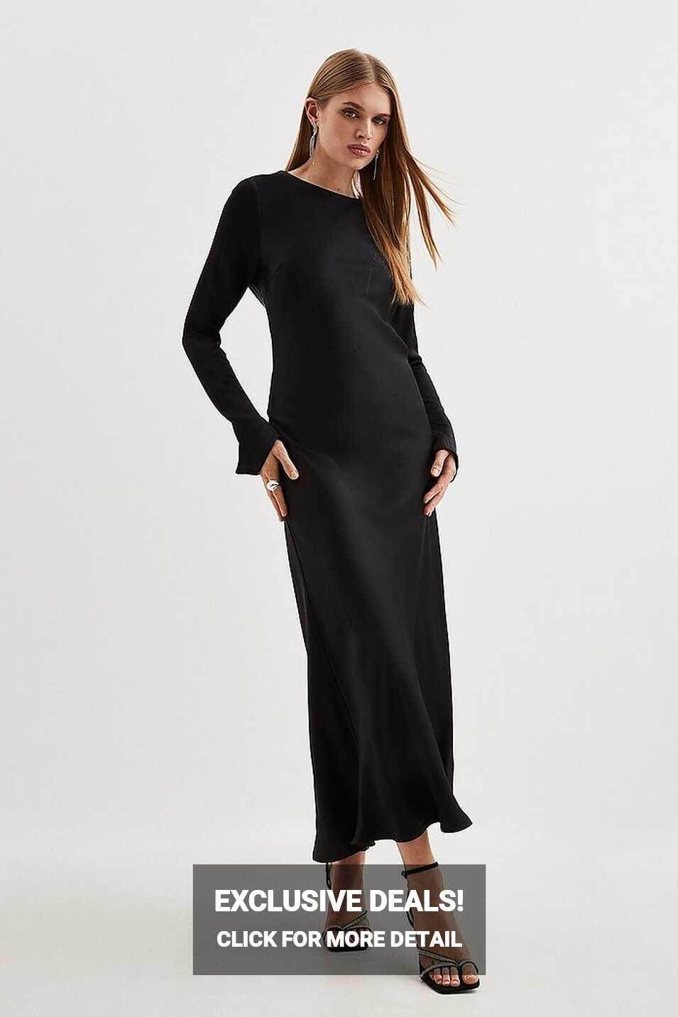 Viscose Satin Woven Long Sleeve Maxi Dress | Karen Millen