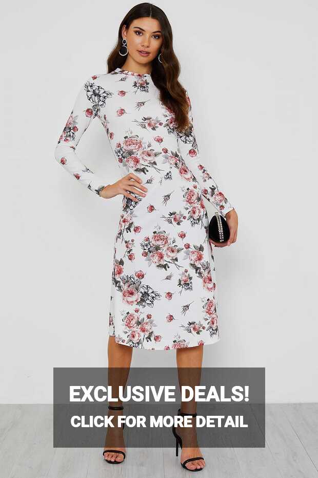 WALG TRACY LONG SLEEVE FLORAL MIDI DRESS | WALG DRESS