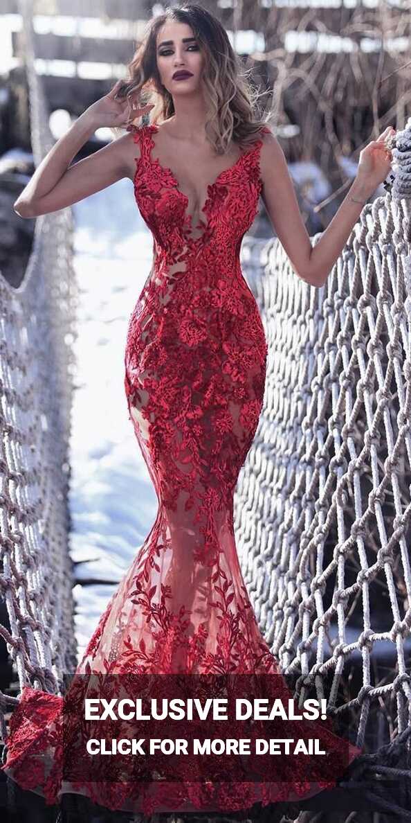 WD0850,Elegant Red Mermaid Applique Wedding Dresses,Trumpet Sexy ...