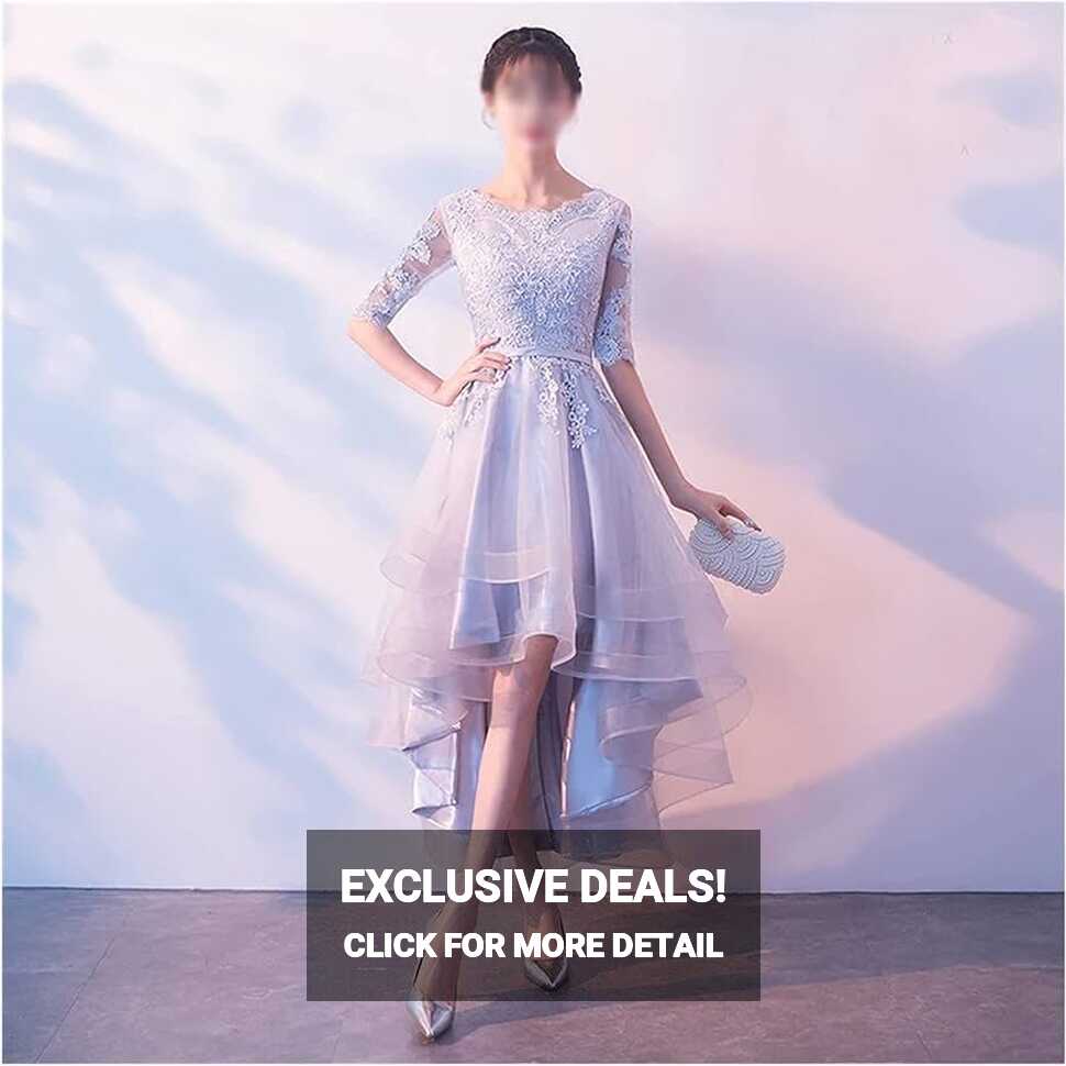 WZHZJ High Low Prom Dresses Short Front Long Back Lace Tulle ...