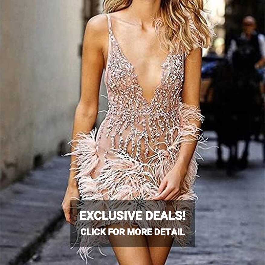 WZHZJ Short Prom Dresses Feathers Crystal Beaded Sexy Backless ...