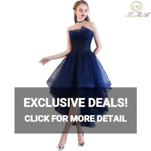 Walk Beside You Navy Blue Evening Dresses Short Front Long Back ...