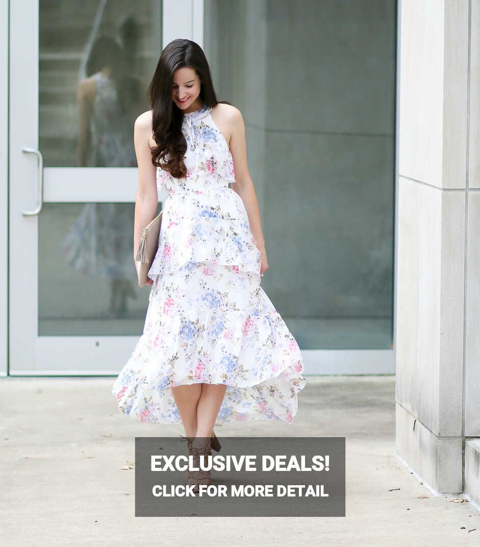 Wearing White to a Wedding: After Market Floral Chiffon Maxi Dress